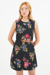 Red Valentino Black & Multi Floral Embroidered Dress
