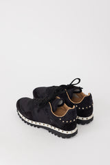 Valentino Black Nylon & Suede Studded Rockrunner Sneaker