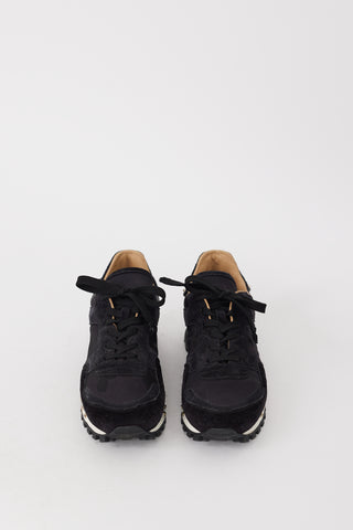 Valentino Black Nylon & Suede Studded Rockrunner Sneaker