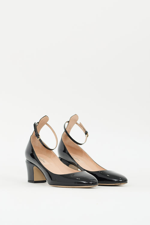 Valentino Black Patent Ankle Strap Pump