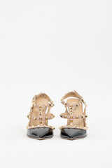 Valentino Black Patent Rockstud Caged Pump