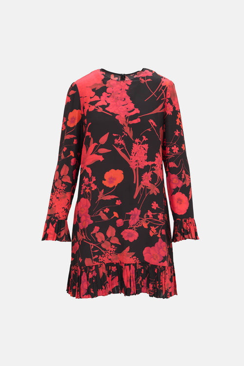 Valentino Silk Ruffled Floral Dress