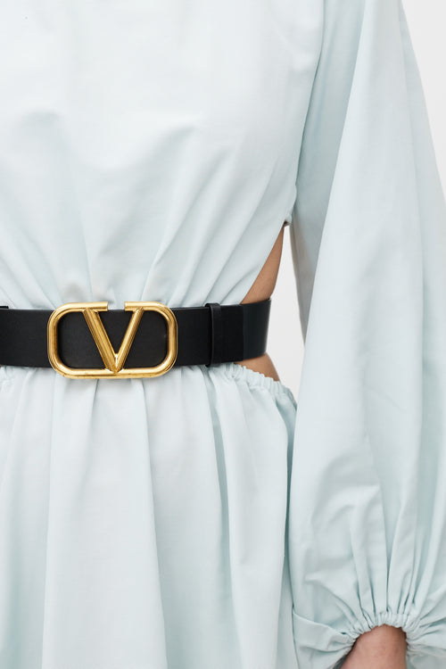 Valentino Black & Gold Reversible VLogo Belt