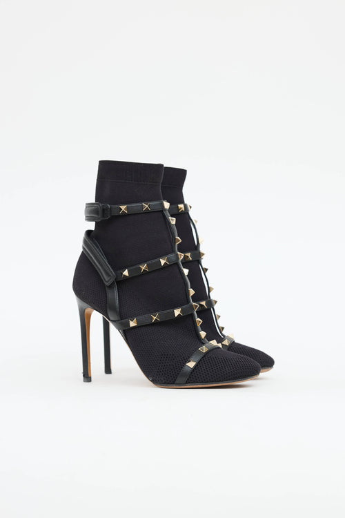 Valentino Rockstud Caged Sock Booties