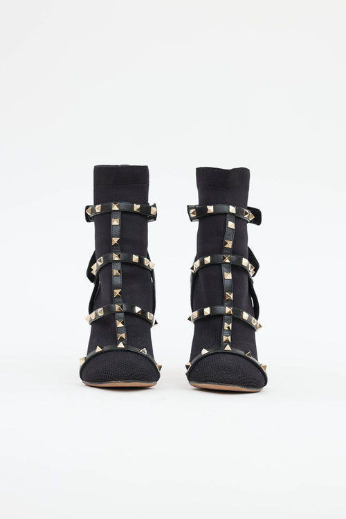 Valentino Rockstud Caged Sock Booties