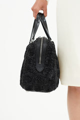 Valentino Black Rose Appliqué Shoulder Bag