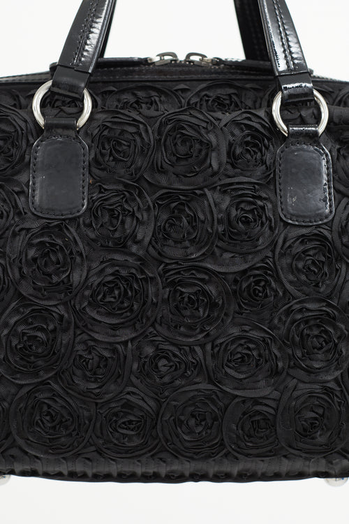 Valentino Black Rose Appliqué Shoulder Bag