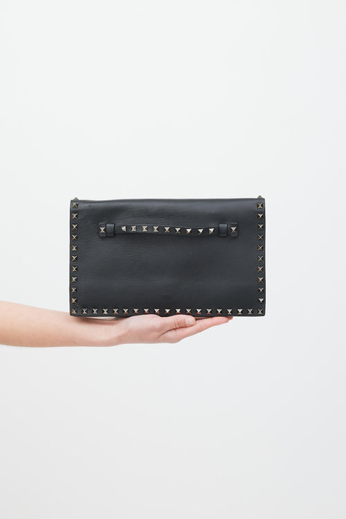 Valentino Black & Silver Rockstud Clutch