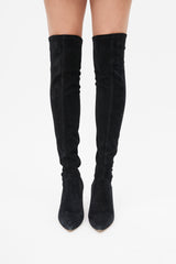 Valentino Black Suede Thigh High Boot