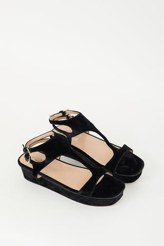 Valentino Black Velvet Platform Sandal