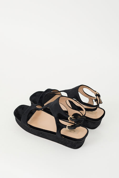 Valentino Black Velvet Platform Sandal