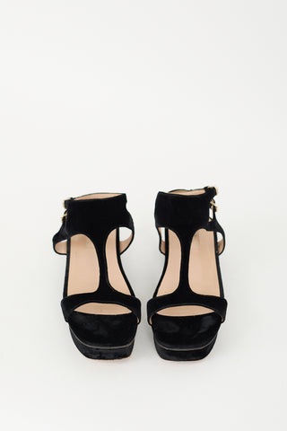 Valentino Black Velvet Platform Sandal