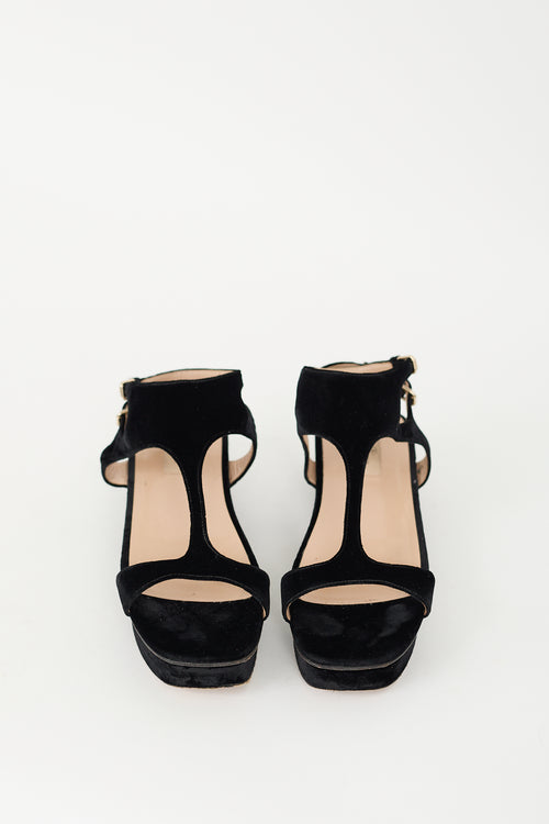 Valentino Black Velvet Platform Sandal