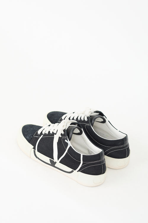 Valentino Black & White Canvas & Suede V Logo Sneaker