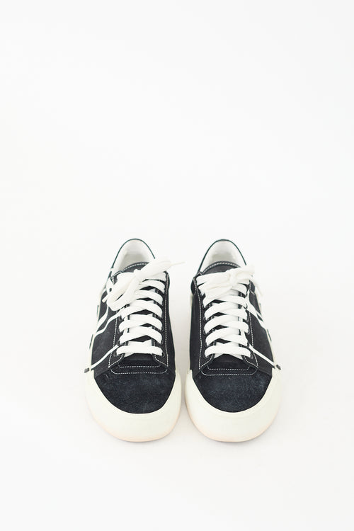 Valentino Black & White Canvas & Suede V Logo Sneaker