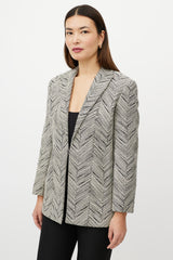 Valentino Black & White Chevron Striped Blazer