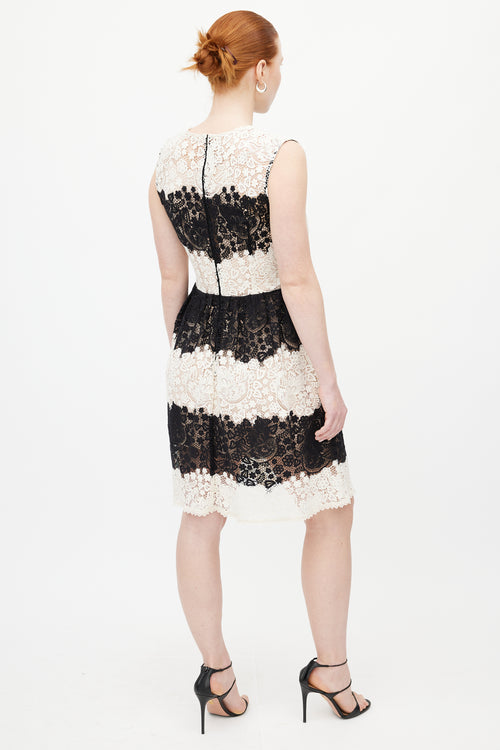 Valentino Black & White Lace Guipure Dress