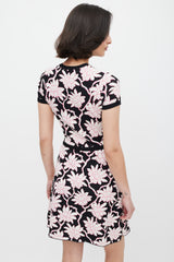 Valentino Black White & Pink Floral Knit Dress