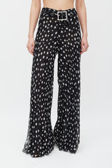 Valentino Black & White Sheer Dotted Flared Trouser