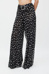 Valentino Black & White Sheer Dotted Flared Trouser