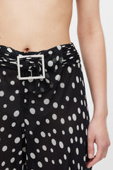 Valentino Black & White Sheer Dotted Flared Trouser
