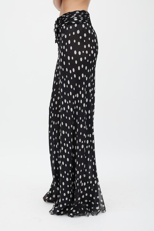 Valentino Black & White Sheer Dotted Flared Trouser