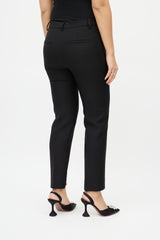 Valentino Black Wool Straight Leg Pleated Trousers