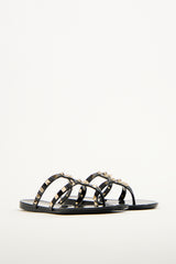 Valentino Black Rubber Caged Rockstud Sandal