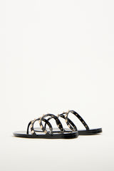 Valentino Black Rubber Caged Rockstud Sandal