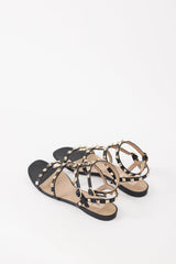 Valentino Black & Gold Rockstud Caged Sandal