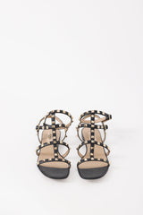 Valentino Black & Gold Rockstud Caged Sandal