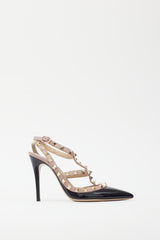 Valentino Black & Pink Rockstud Caged 100 Heel