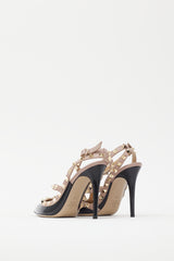 Valentino Black & Pink Rockstud Caged 100 Heel