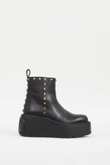 Valentino Black Uniqueform Rockstud & VLogo Boot