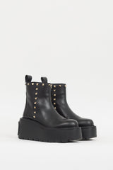 Valentino Black Uniqueform Rockstud & VLogo Boot
