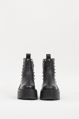 Valentino Black Uniqueform Rockstud & VLogo Boot
