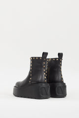 Valentino Black Uniqueform Rockstud & VLogo Boot