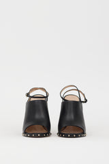 Valentino Black Leather Soul Rockstud Slingback Heel