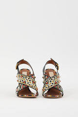 Valentino Black & Multicolour Leather Painted & Embellished Heel
