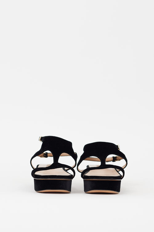 Valentino Black Velvet Flatform Sandal