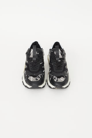 Valentino Black & White Camo Feather Bounce Sneaker