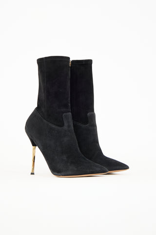 Valentino Black suede Point Toe Boot