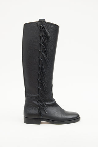 Valentino Black Fringe Riding Boot