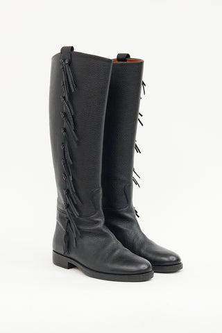 Valentino Black Fringe Riding Boot