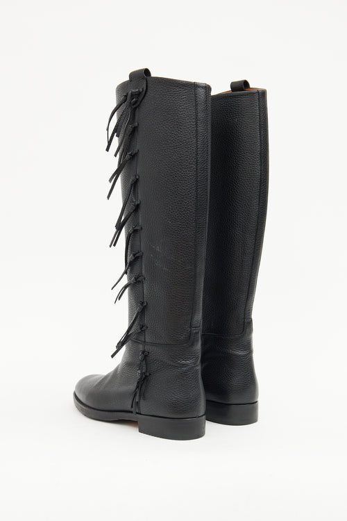 Valentino Black Fringe Riding Boot