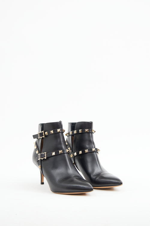 Valentino Black Rockstud Ankle Boot