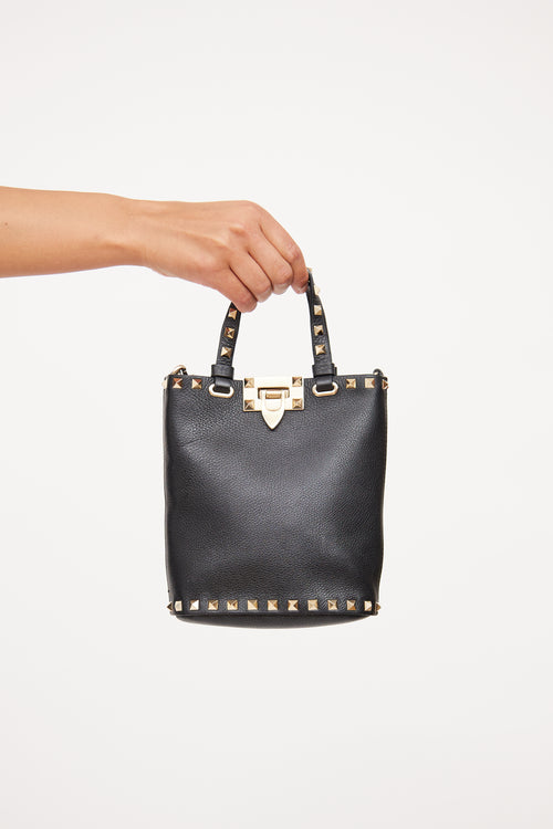 Valentino Black Rockstud Tote Pouch Bag