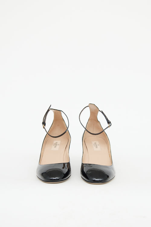 Valentino Black Patent Ankle Strap Pump