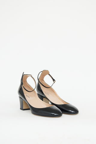 Valentino Black Patent Ankle Strap Pump