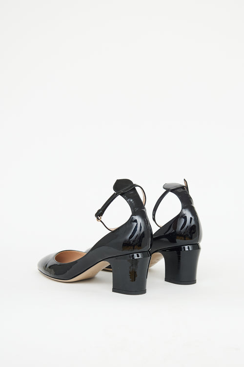 Valentino Black Patent Ankle Strap Pump